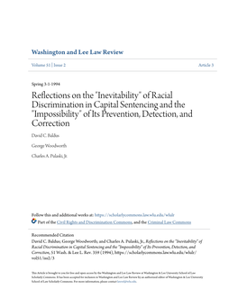 "Inevitability" of Racial Discrimination in Capital Sentencing and the "Impossibility" of Its Prevention, Detection, and Correction David C