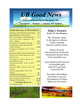 UB Good News Universal Brotherhood Movement, Inc