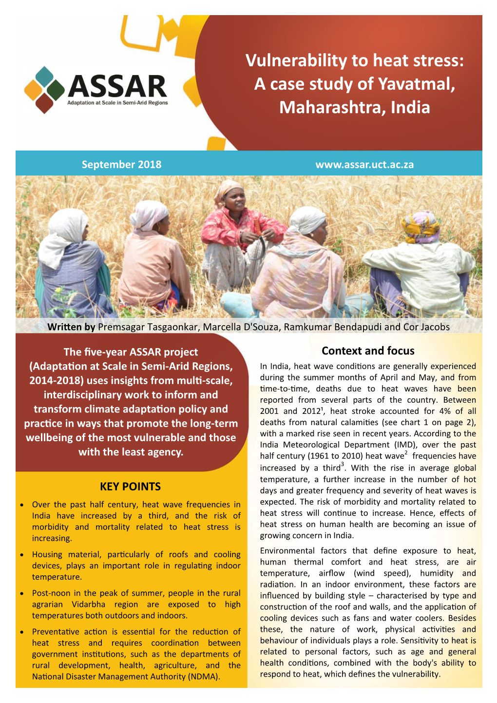 Vulnerability to Heat Stress: a Case Study of Yavatmal, Maharashtra, India