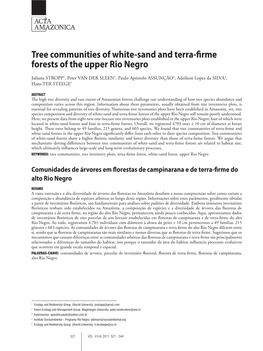 Tree Communities of White-Sand and Terra-Firme Forests of the Upper Rio Negro