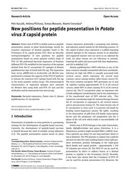 New Positions for Peptide Presentation in Potato Virus X Capsid Protein