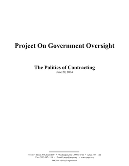 The Politics of Contracting June 29, 2004