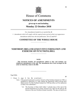 Notices of Amendments As at 22 October 2018