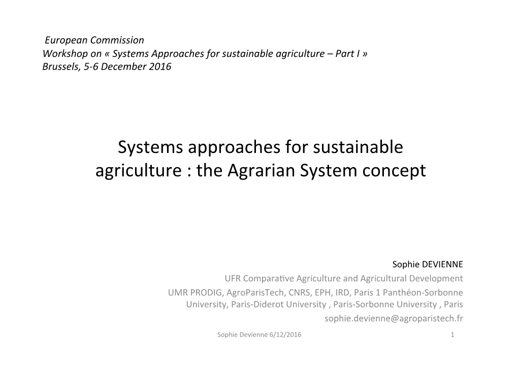 The Agrarian System Concept