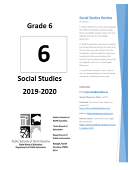 Grade 6 Social Studies 2019-2020
