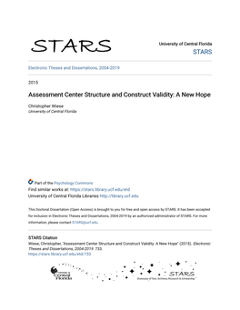 Assessment Center Structure and Construct Validity: a New Hope