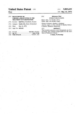 United States Patent (19) (11) 3,883,655 Fuxe (45) May 13, 1975