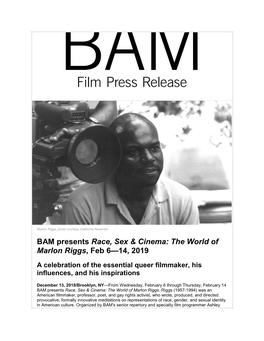 BAM Presents Race, Sex & Cinema: the World of Marlon Riggs, Feb 6