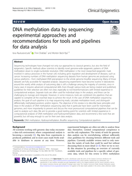 DNA Methylation Data by Sequencing: Experimental Approaches and Recommendations for Tools and Pipelines for Data Analysis