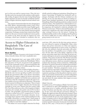 Access to Higher Education in Bangladesh: the Case of Dhaka