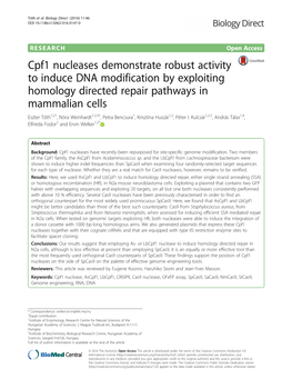 Cpf1 Nucleases Demonstrate Robust Activity to Induce DNA Modification