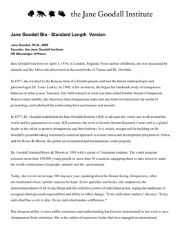 Jane Goodall Bio - Standard Length Version