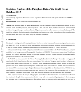 Statistical Analysis of the Phosphate Data of the World Ocean Database