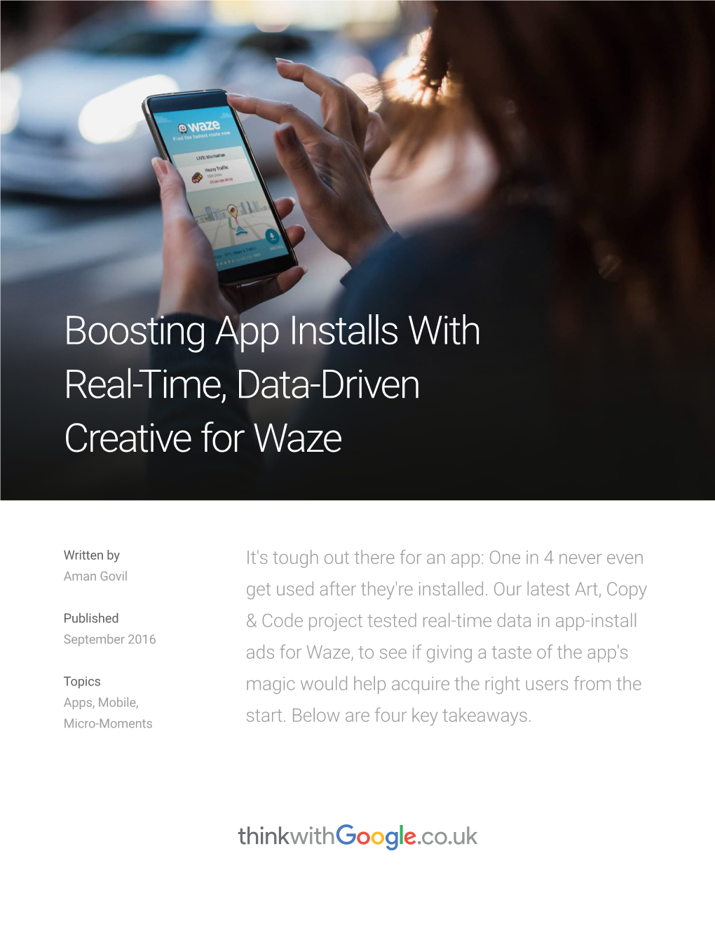 Boosting App Installs with Real-Time, Data-Driven Creative for Waze