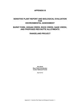 Sensitive Plant Biological Evaluation