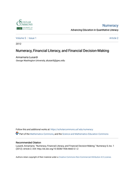 Numeracy, Financial Literacy, and Financial Decision-Making