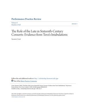 The Role of the Lute in Sixteenth-Century Consorts: Evidence from Terzi's Intabulations Suzanne Court