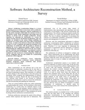 Software Architecture Reconstruction Method, a Survey