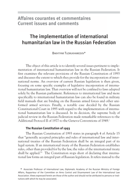 The Implementation of International Humanitarian Law in the Russian Federation
