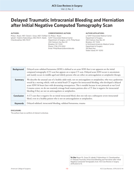 Delayed Traumatic Intracranial Bleeding and Herniation After Initial Negative Computed Tomography Scan