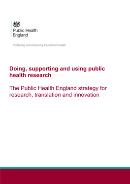 The Public Health England Strategy for Research, Translation and Innovation