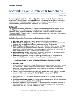 Accounts Payable Policies & Guidelines