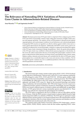 The Relevance of Noncoding DNA Variations of Paraoxonase Gene Cluster in Atherosclerosis-Related Diseases