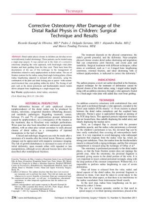 Corrective Osteotomy After Damage of the Distal Radial Physis in Children: Surgical Technique and Results