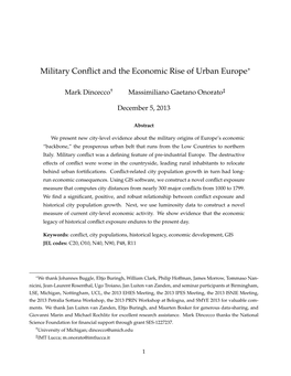 Military Conflict and the Economic Rise of Urban Europe