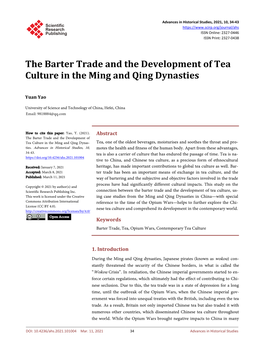 The Barter Trade and the Development of Tea Culture in the Ming and Qing Dynasties