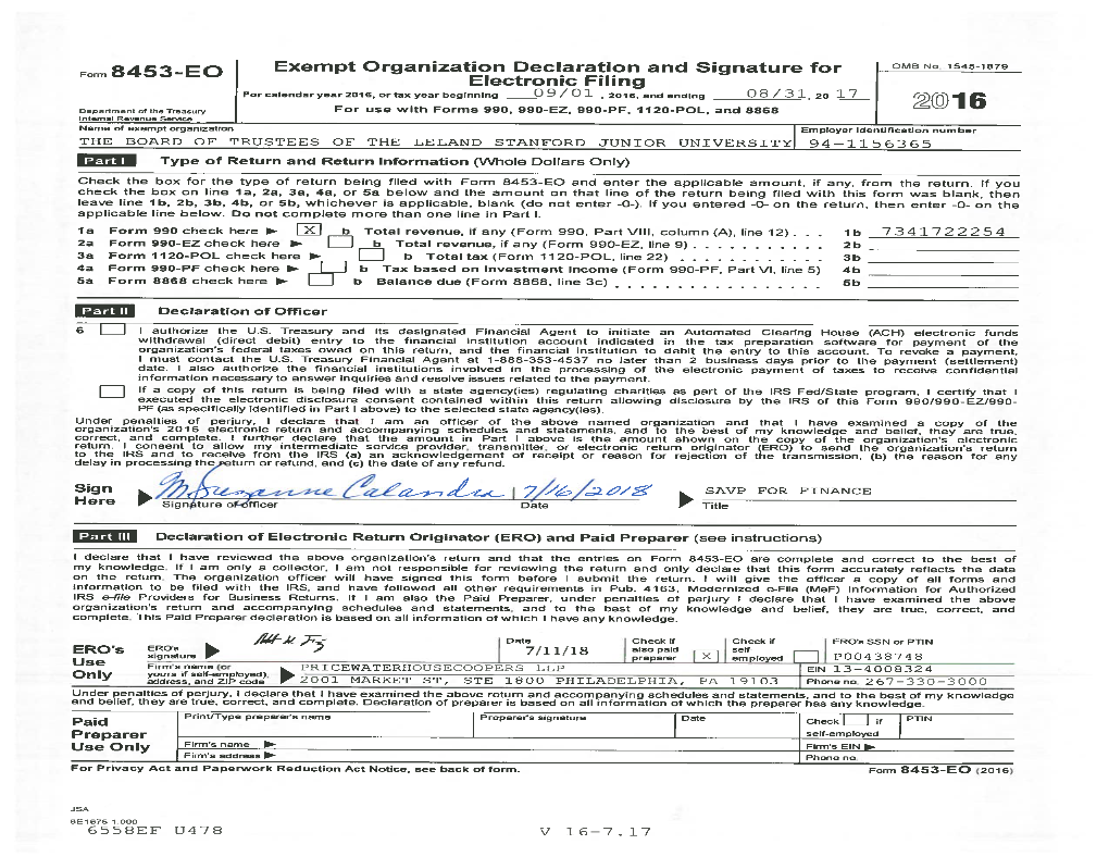 8453-EO Exempt Organization Declaration and Signature for Form