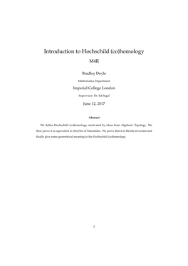 Introduction to Hochschild (Co)Homology