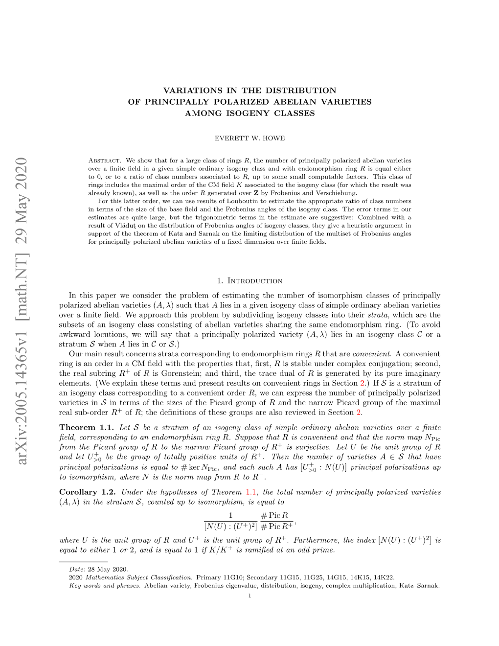 Arxiv:2005.14365V1 [Math.NT] 29 May 2020