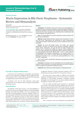 Mucin Expression in Bile Ducts Neoplasms - Systematic Review and Metaanalysis