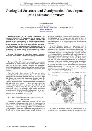 Geological Structure and Geodynamical Development of Kazakhstan Territory