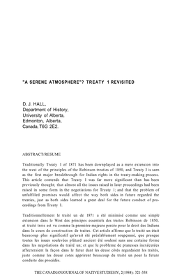 "A Serene Atmosphere"? Treaty 1 Revisited