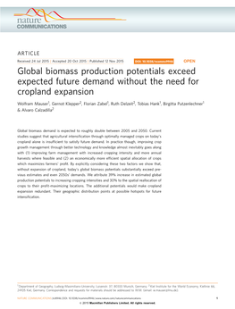 Global Biomass Production Potentials Exceed Expected Future Demand Without the Need for Cropland Expansion