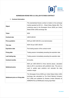 Norwegian Krone Per U.S. Dollar Futures Contract