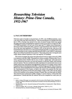 Researching Television History: Bime-Time Canada