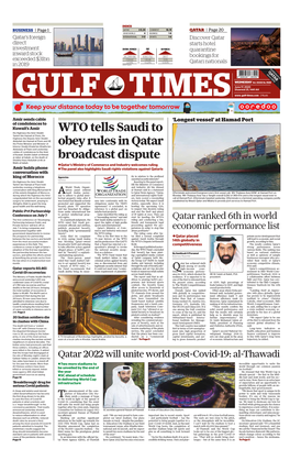 WTO Tells Saudi to Obey Rules in Qatar Broadcast Dispute
