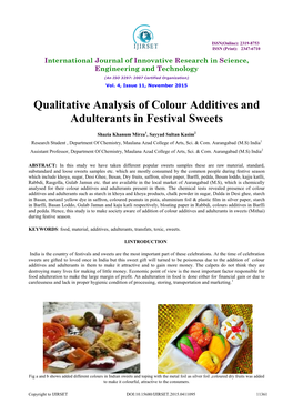 Qualitative Analysis of Colour Additives and Adulterants In