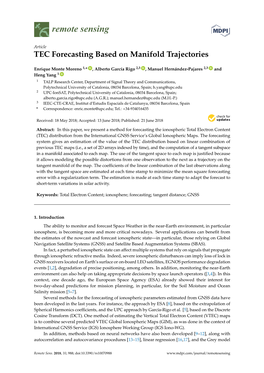 TEC Forecasting Based on Manifold Trajectories