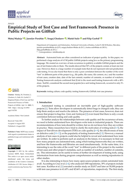 Empirical Study of Test Case and Test Framework Presence in Public Projects on Github