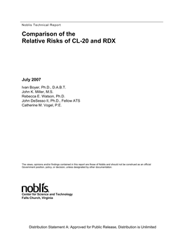 Comparison of the Relative Risks of CL-20 and RDX