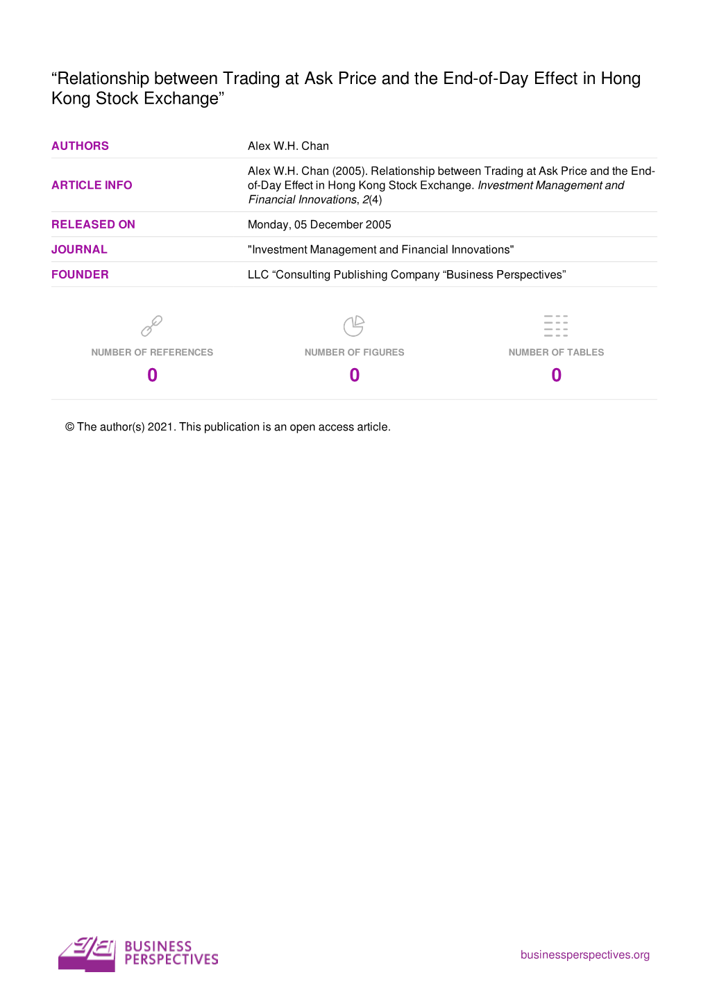 “Relationship Between Trading at Ask Price and the End-Of-Day Effect in Hong Kong Stock Exchange”