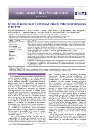 Effects of Quercetin on Bisphenol A-Induced Mitochondrial Toxicity In