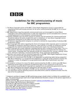 Guidelines for the Commissioning of Music for BBC Programmes