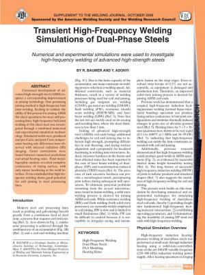 Transient High-Frequency Welding Simulations of Dual-Phase Steels