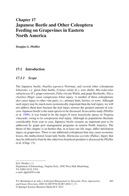 Japanese Beetle and Other Coleoptera Feeding on Grapevines in Eastern North America