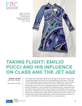 Taking Flight: Emilio Pucci and His Influence on Class and the Jet Age